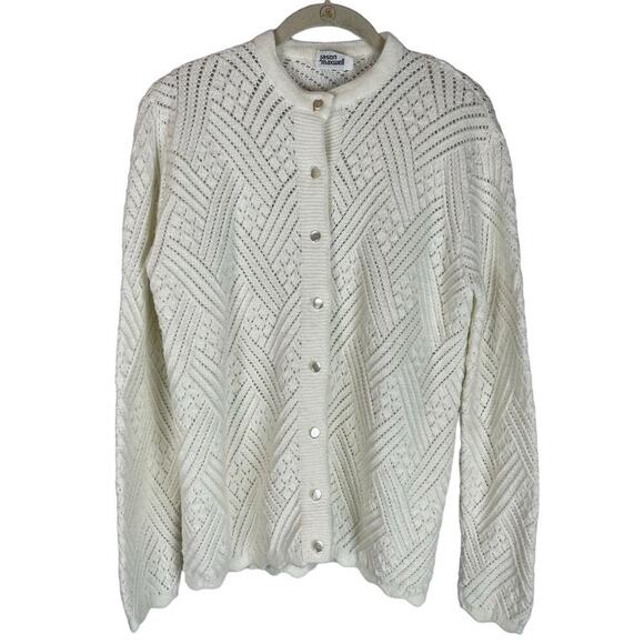 Vintage 70s Jason Maxwell cream button front cardigan sweater - Picture 1 of 5